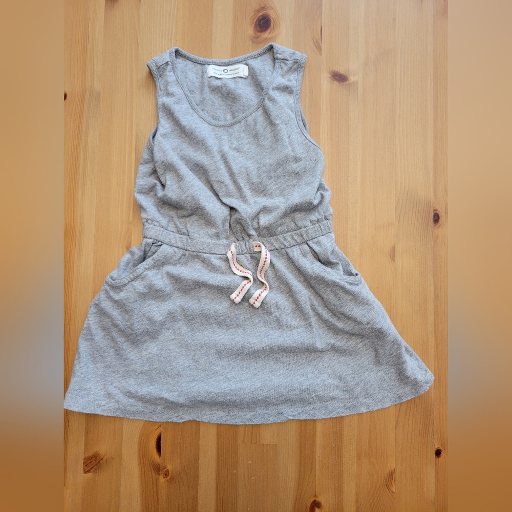 Colored Organics - Casual Gray Dress with Red Tie and it has Pockets!